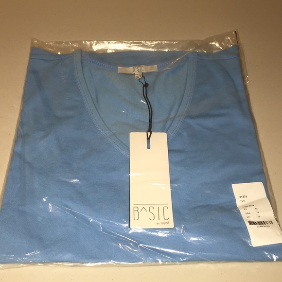 Basic By Yest Yemi Light Blue V-Neck T-Shirt Size 12 New with Tags - Picture 11 of 13